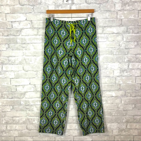 Vera Bradley Pajama Pants Small Cotton Corduroy Print green black white blue - Picture 4 of 11